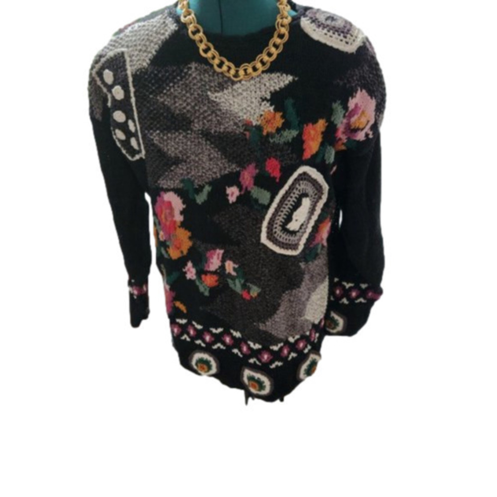 P0010. Vintage Black Cotton Bianca Sweater |M